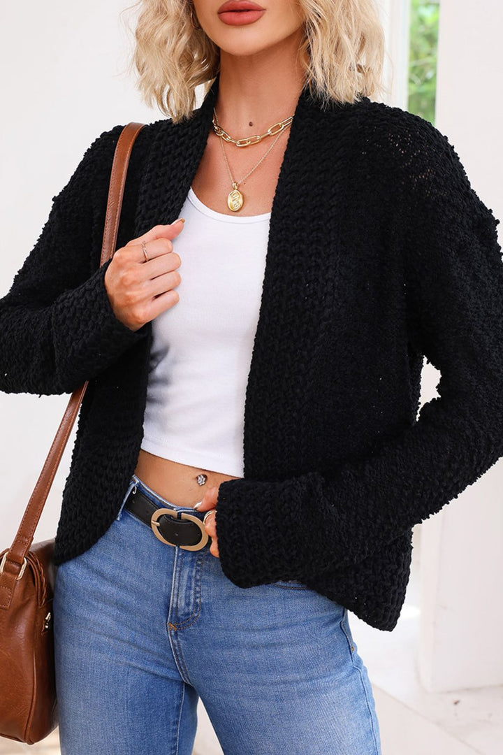 Cardigan à ouverture frontale couleur unie