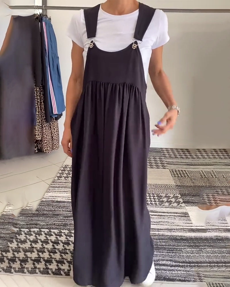 Robe décontractée à couleur unie avec bretelles