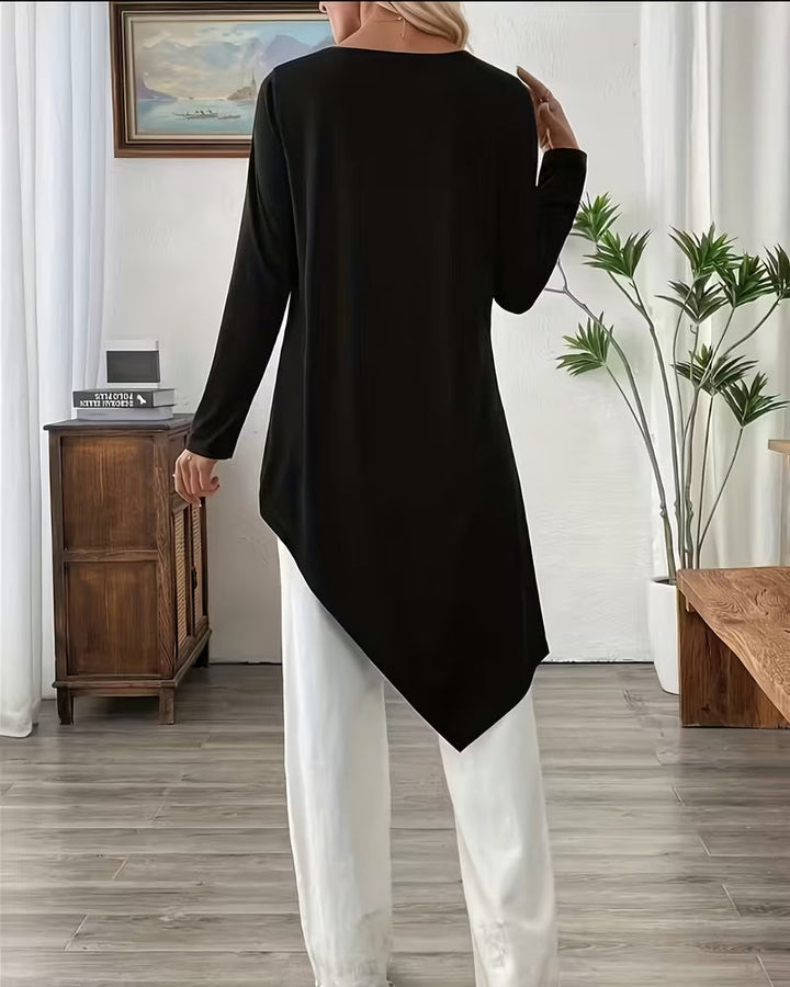 Haut uni mi-long asymétrique
