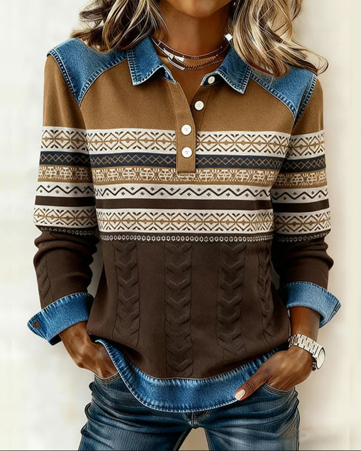 Sweat-shirt à col boutonné