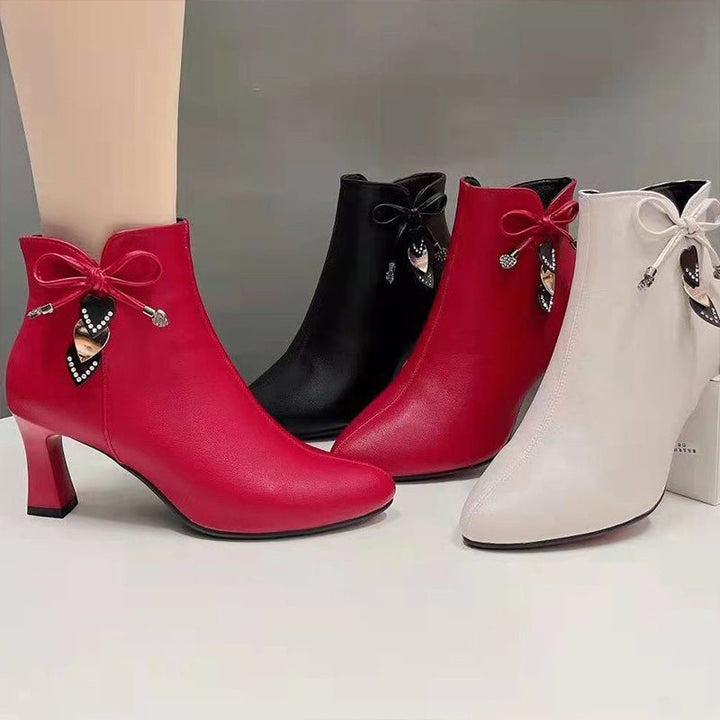 Bottines mode à bout pointu et nœud
