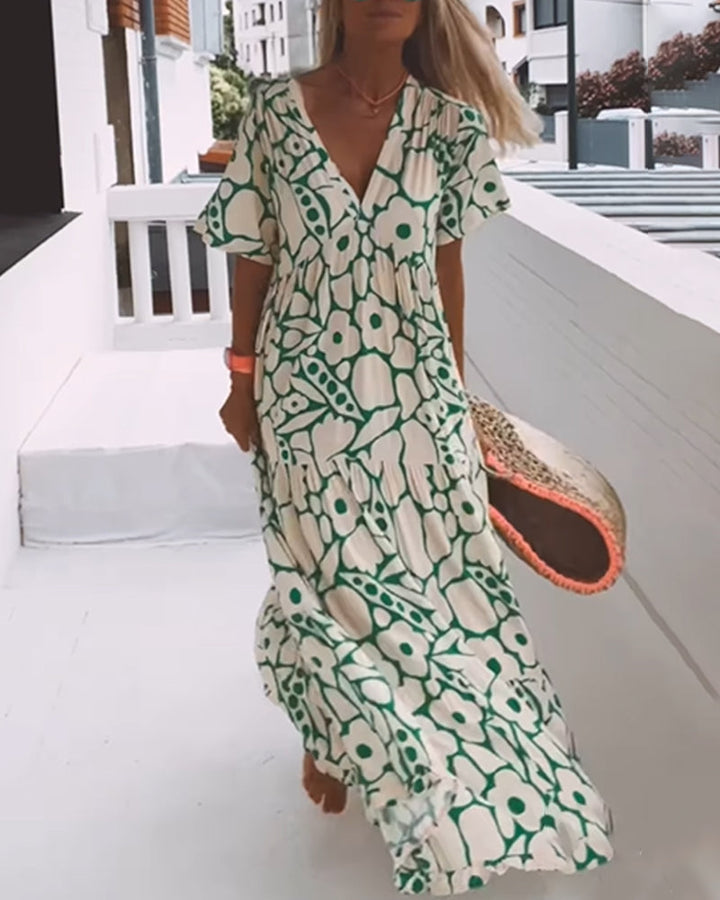 Robe ample imprimée à col V