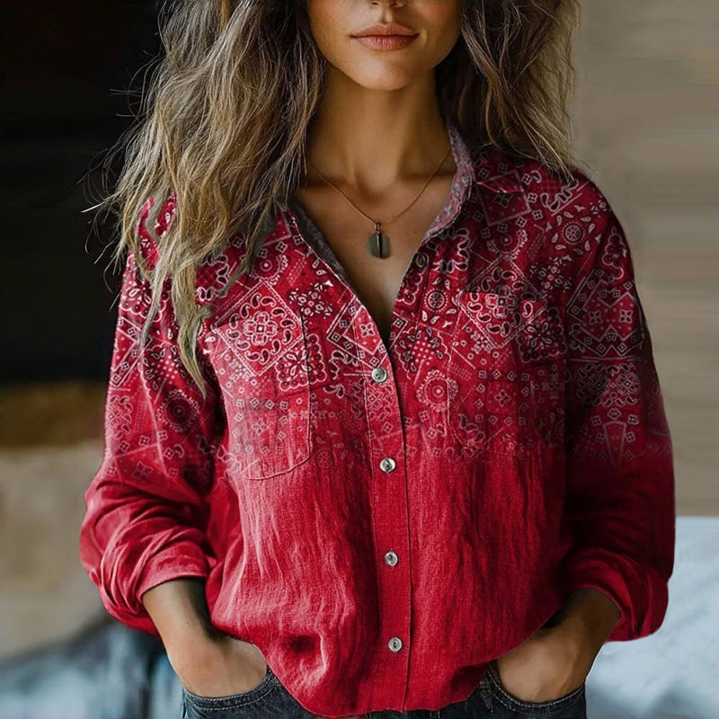 Blouse à imprimé floral rétro avec Soft Fit