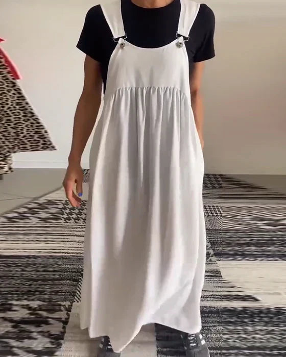 Robe décontractée à couleur unie avec bretelles