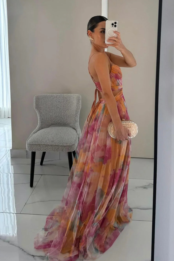 Robe longue féminine sans manches pour femme