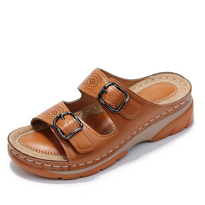 Sandales en cuir Comfort Fit avec amorti orthopédique