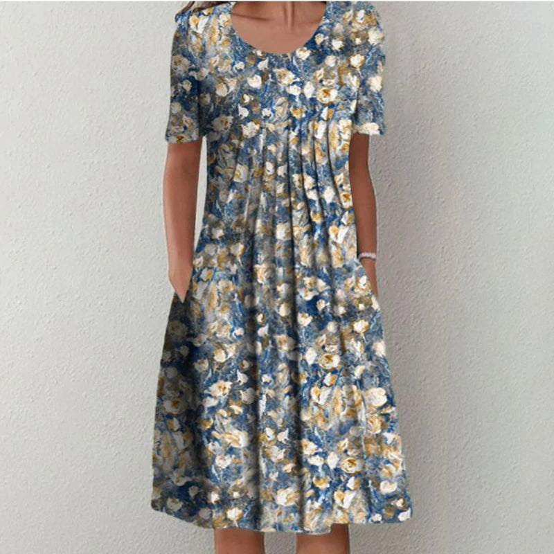 Robe midi boho à fleurs décontractée et fluide