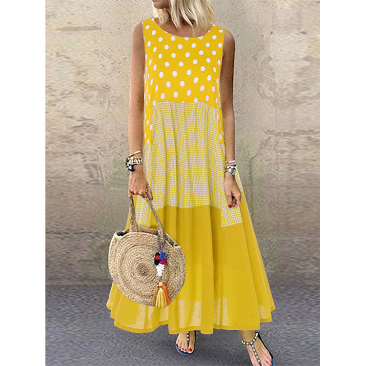 Robe d'été sans manches à imprimé à pois