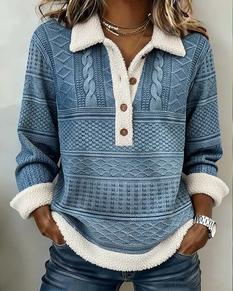 Pull casual patchwork à col rond