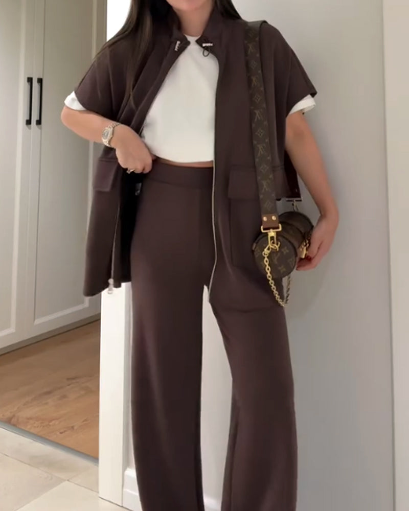 Ensemble Chic Top et Pantalon avec Taille Extensible