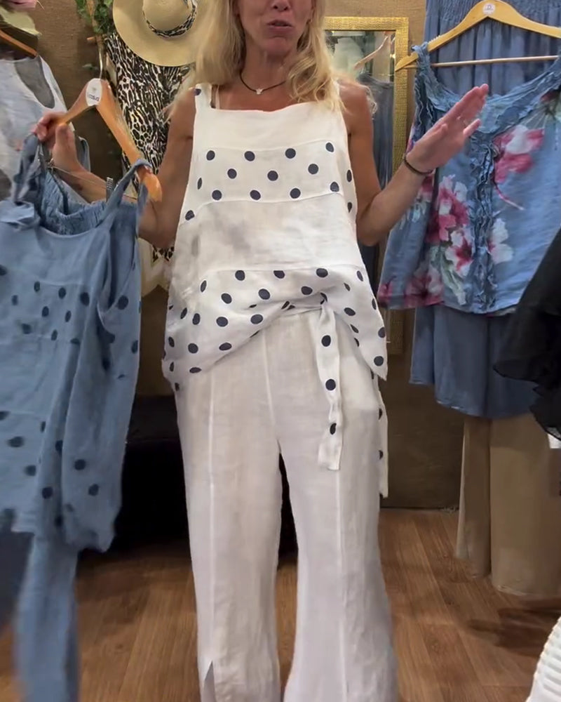 Ensemble décontracté à motifs Polka Dot en deux pièces