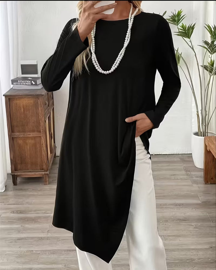 Haut uni mi-long asymétrique