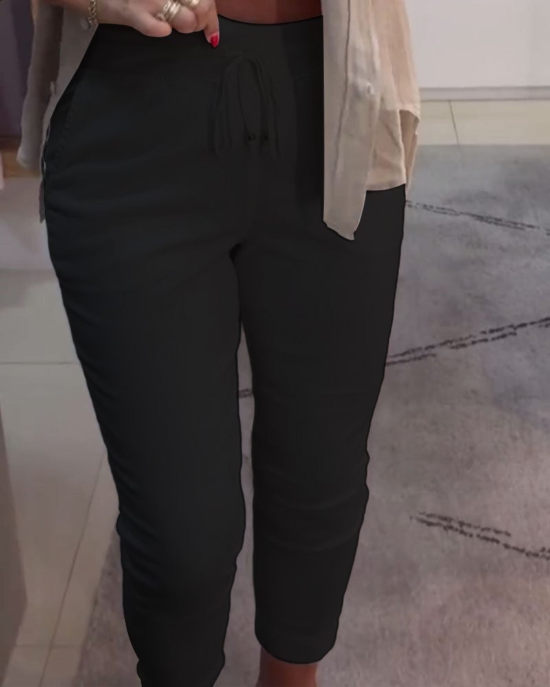 Pantalon pencil décontracté à cordon