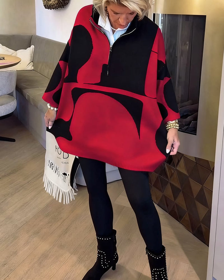 Pull tendance à col montant et demi-zip