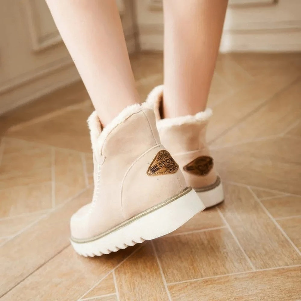 Bottines de neige en daim et cachemire pour femme