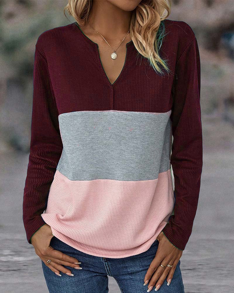 Haut bloc de couleur col en V