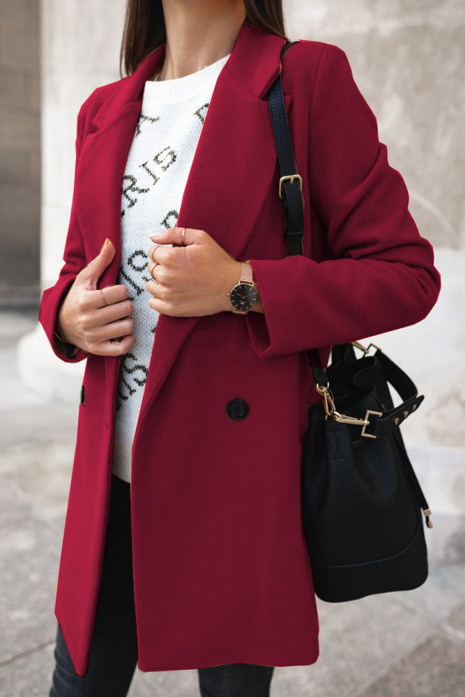 Manteau élégant en mélange de laine pour femmes