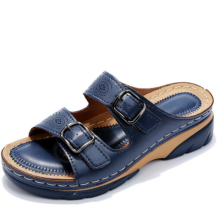 Sandales en cuir Comfort Fit avec amorti orthopédique