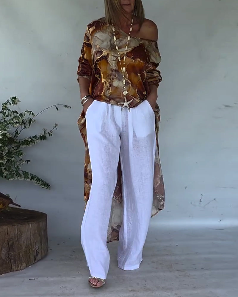 Blouse imprimée fendue tendance
