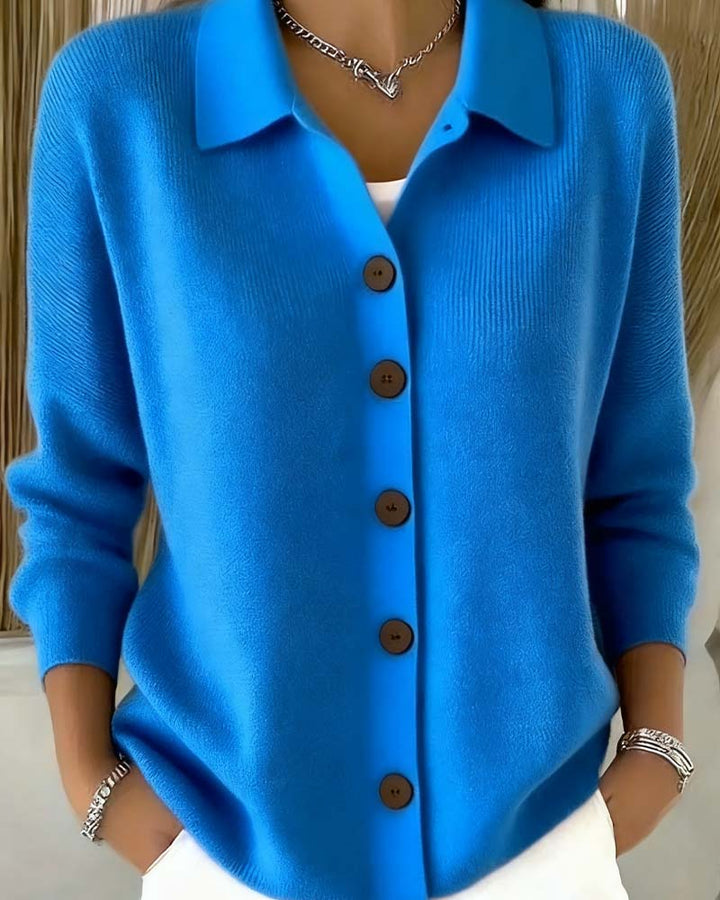 Cardigan à revers tendance de couleur unie