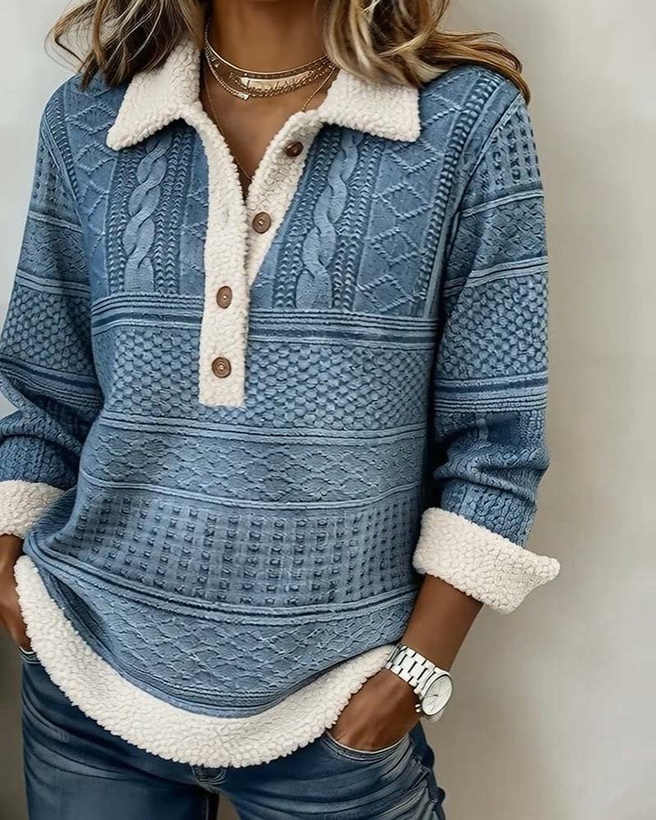 Pull casual patchwork à col rond