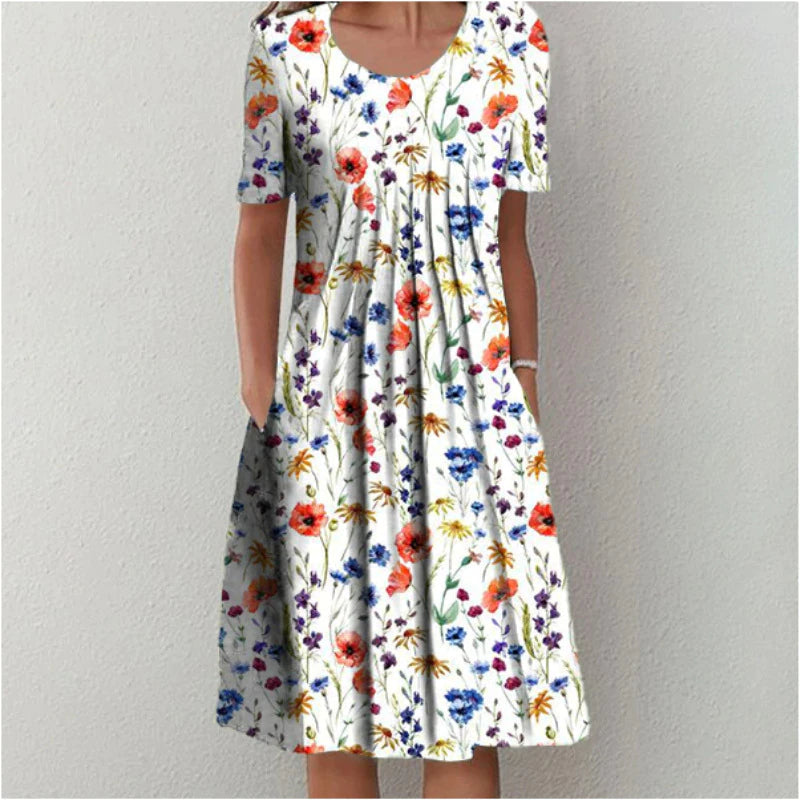 Robe midi boho à fleurs décontractée et fluide