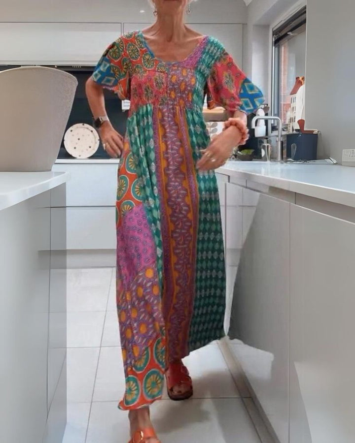 Robe longue patchwork bohème