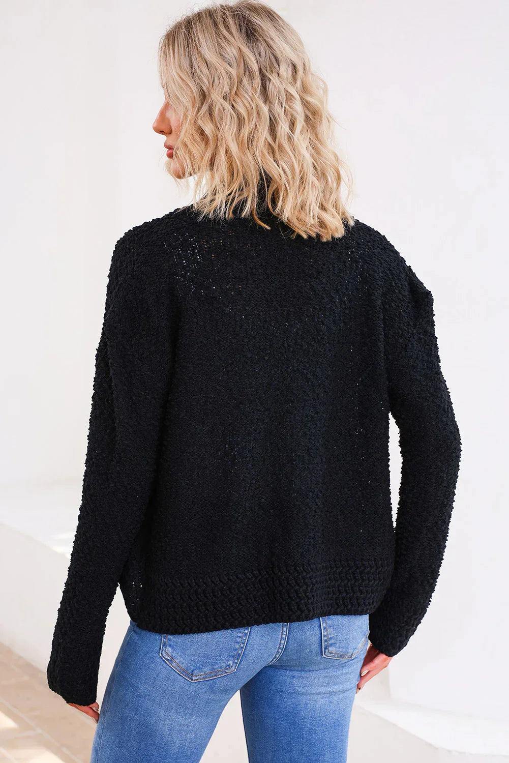 Cardigan à ouverture frontale couleur unie