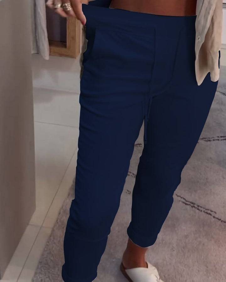 Pantalon pencil décontracté à cordon