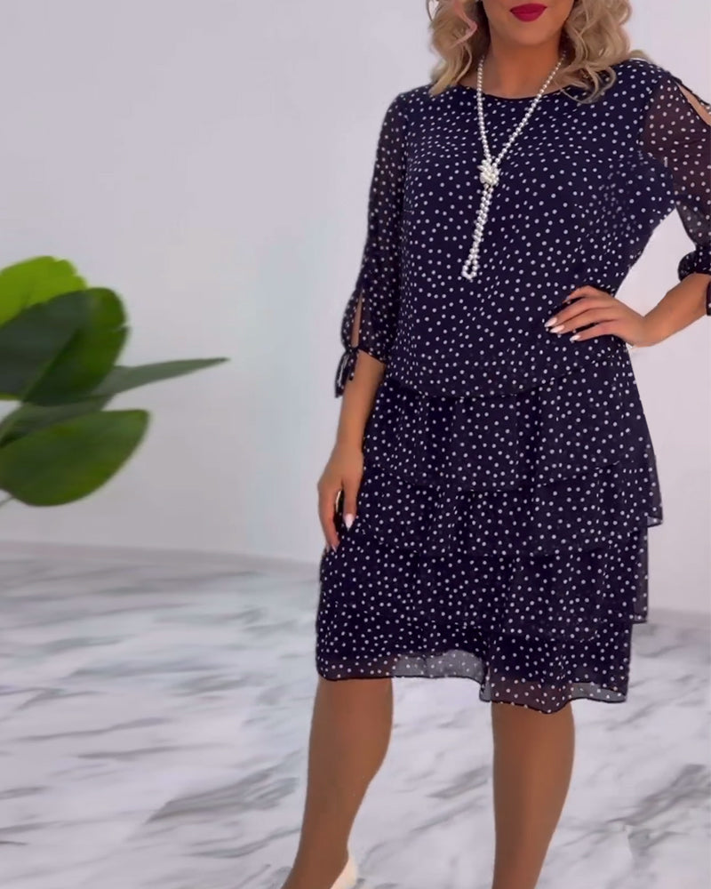 Robe élégante à imprimé pois superposée