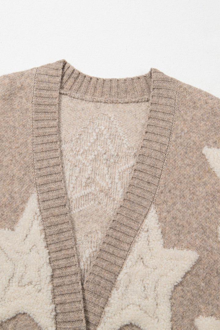 Cardigan Sherpa étoile à col en V avec poches