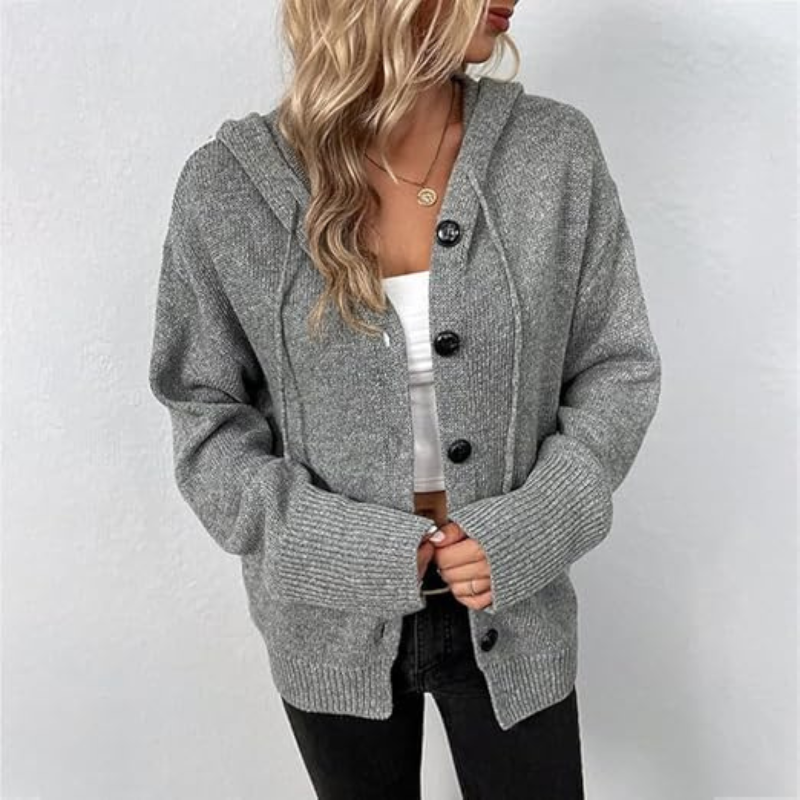 Cardigan boutonné chaud en maille pour femmes