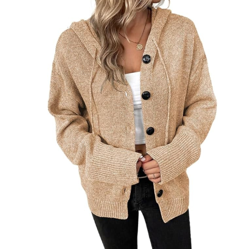 Cardigan boutonné chaud en maille pour femmes