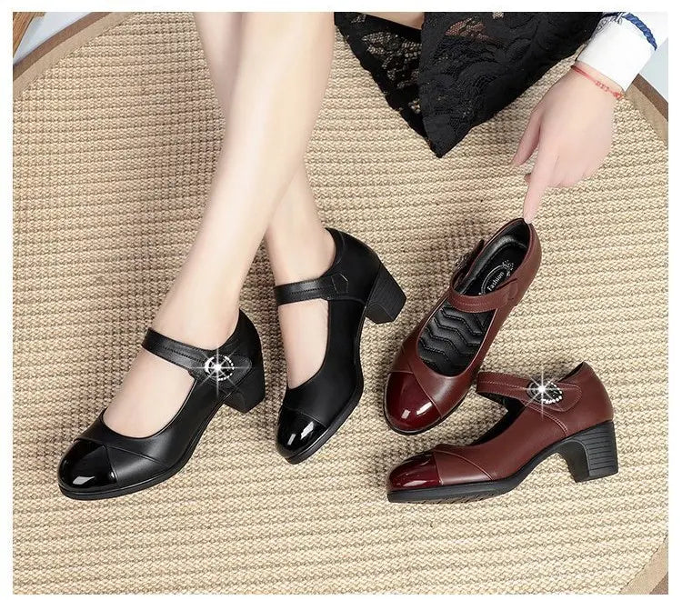 Chaussures rondes pour femme – cuir véritable et semelle souple pour un confort ultime