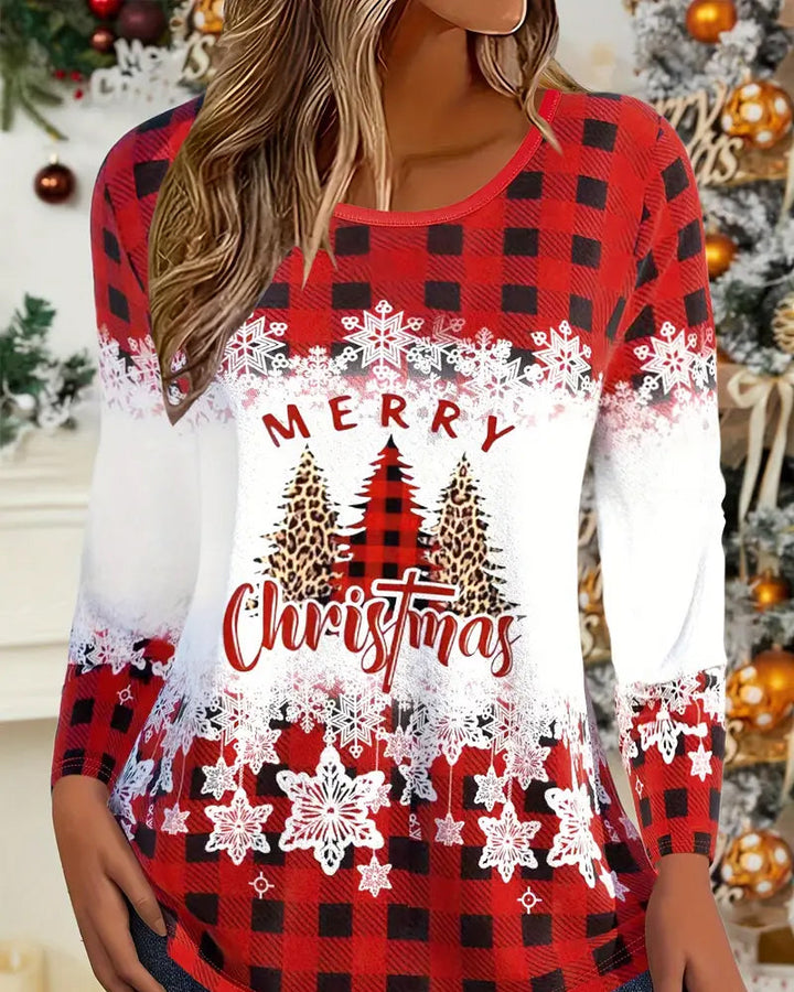 Top à imprimé de Noël à carreaux