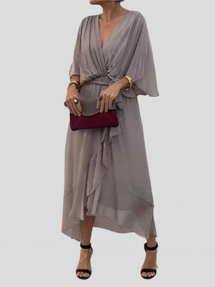 Robe midi à volants superposés doux