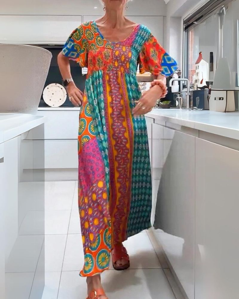 Robe longue patchwork bohème