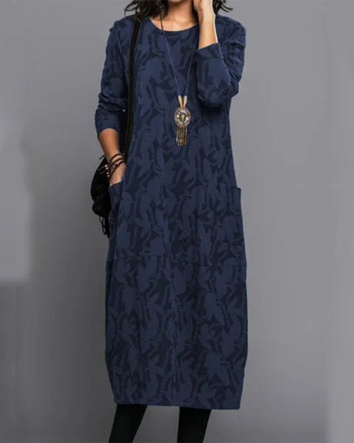 Robe à manches longues imprimée avec poche