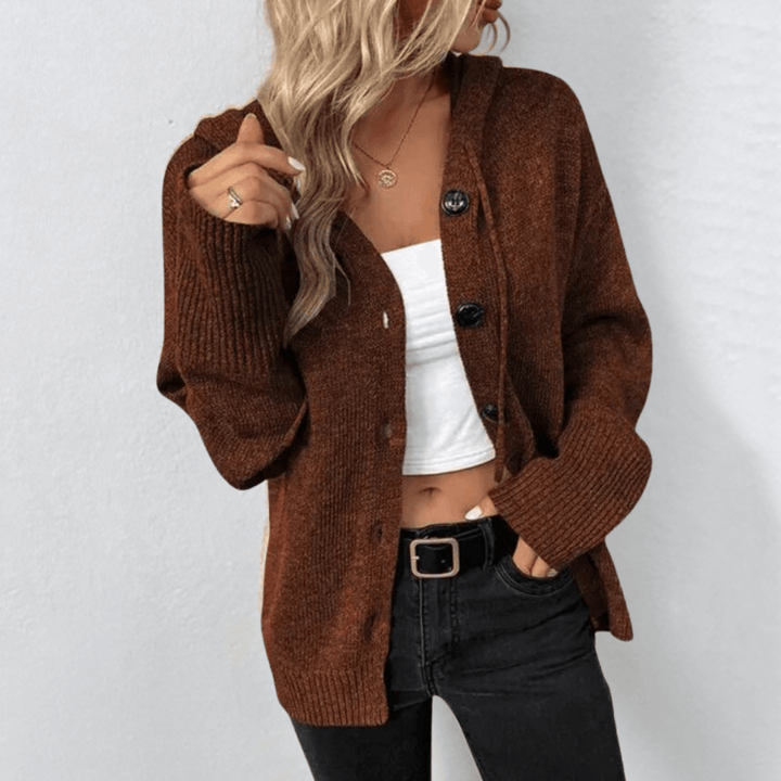 Cardigan boutonné chaud en maille pour femmes