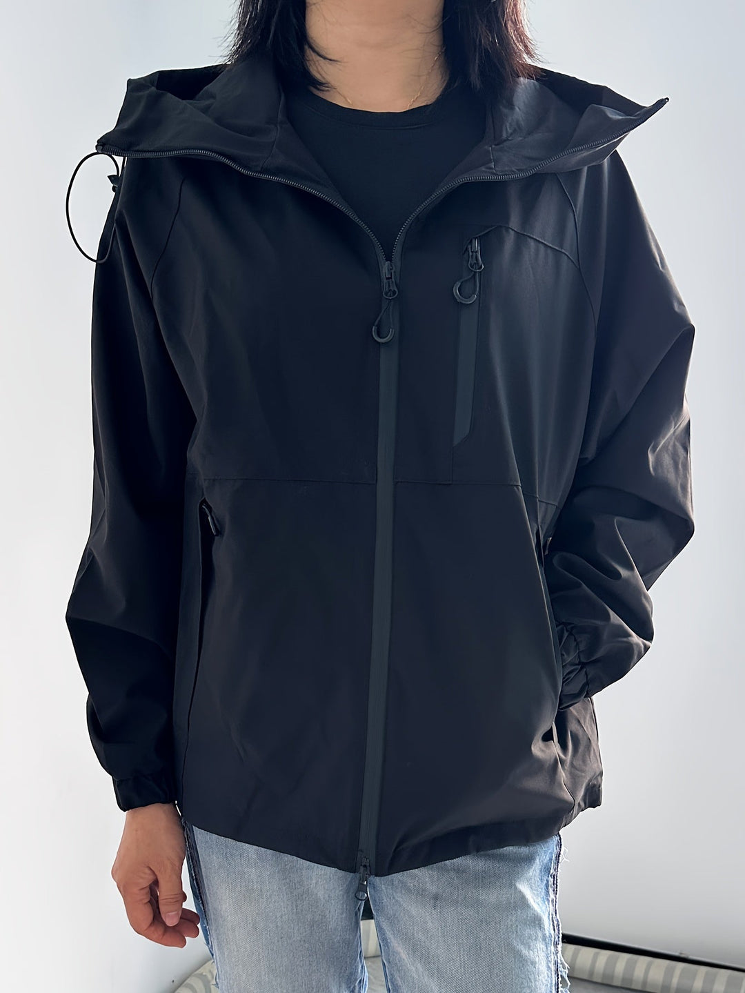 Veste de pluie décontractée à capuche pour femme