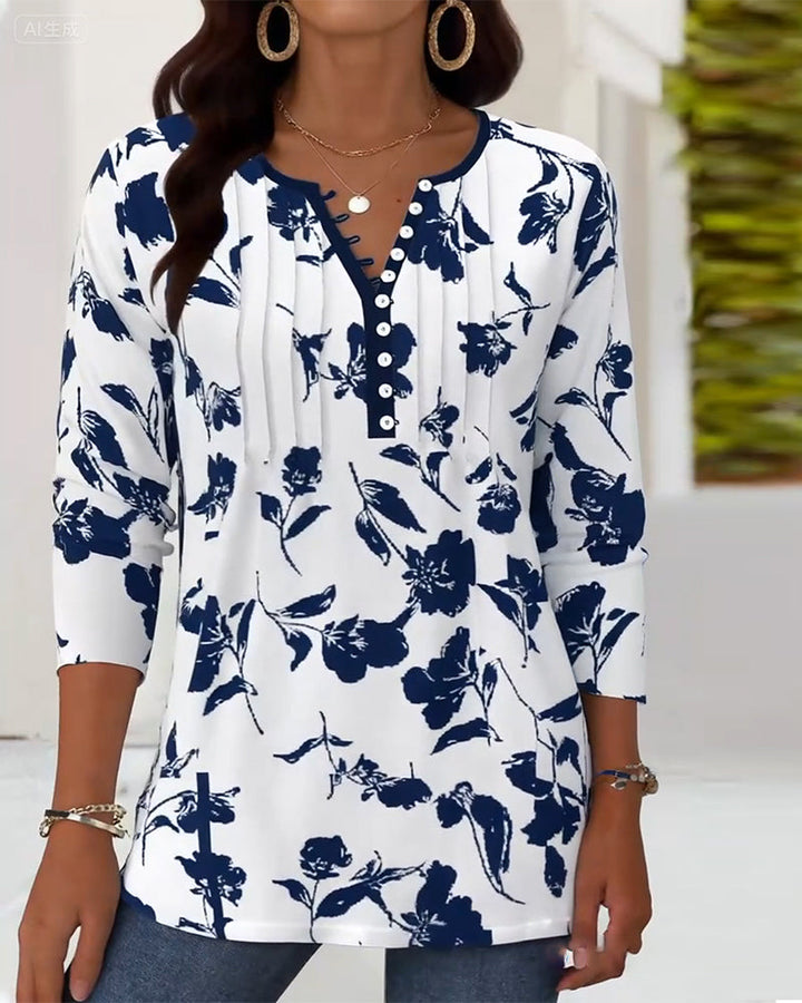 Blouse de mode à imprimé bouton