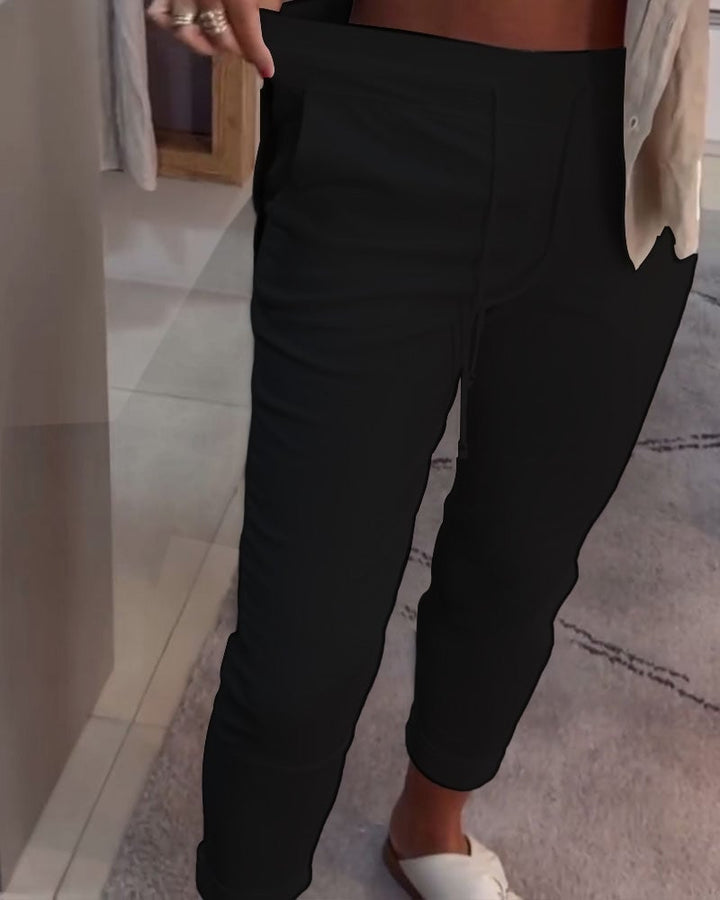 Pantalon pencil décontracté à cordon