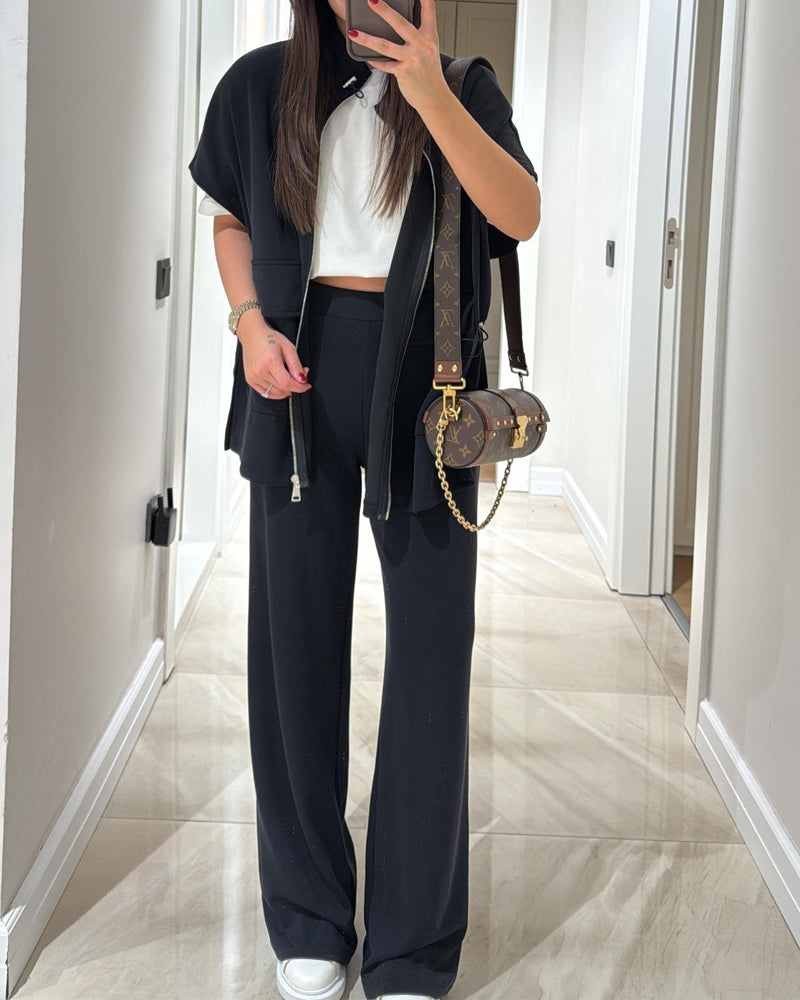 Ensemble Chic Top et Pantalon avec Taille Extensible