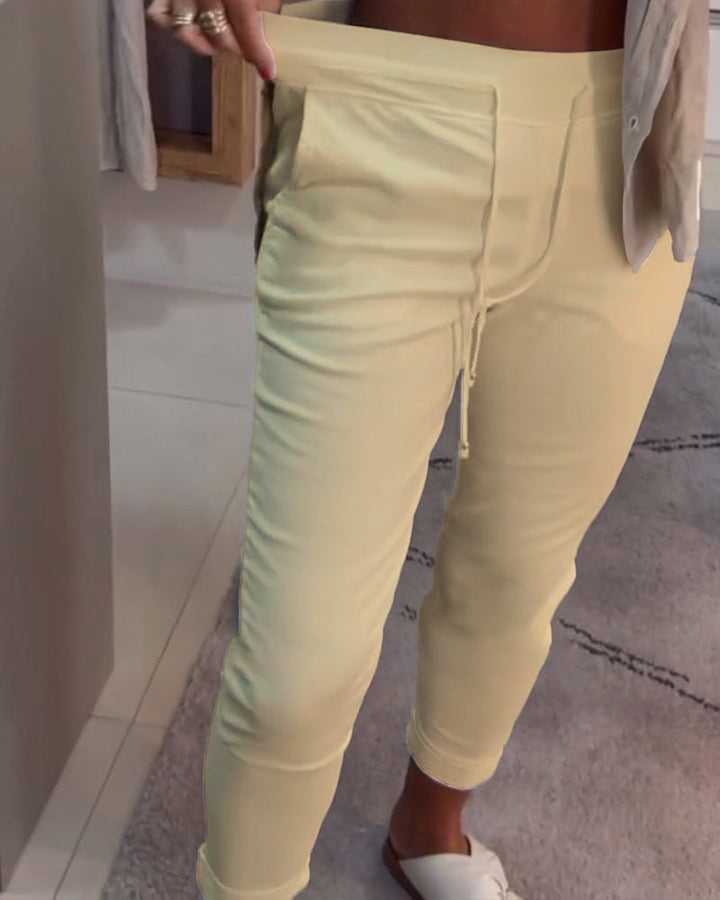 Pantalon pencil décontracté à cordon