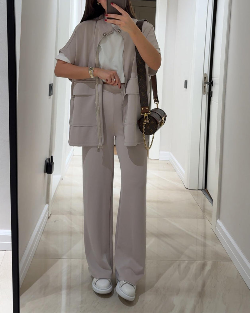 Ensemble Chic Top et Pantalon avec Taille Extensible