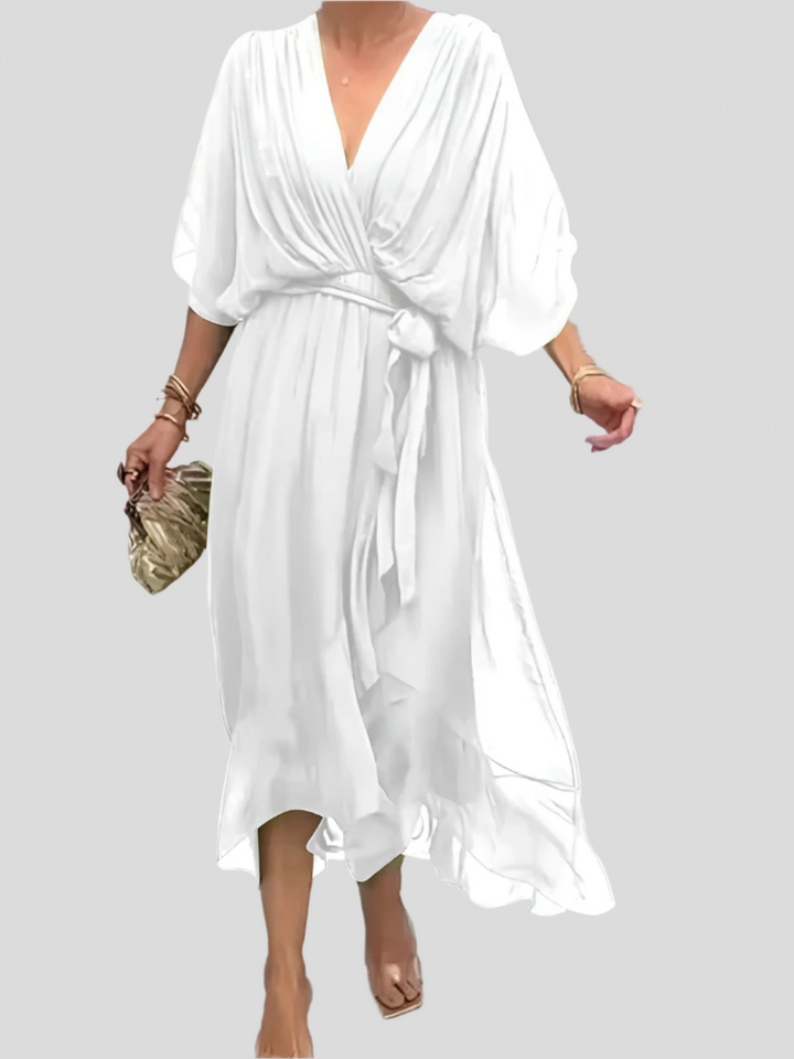Robe midi à volants superposés doux