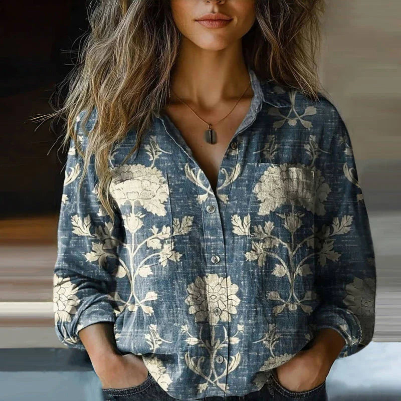 Blouse à imprimé floral rétro avec Soft Fit