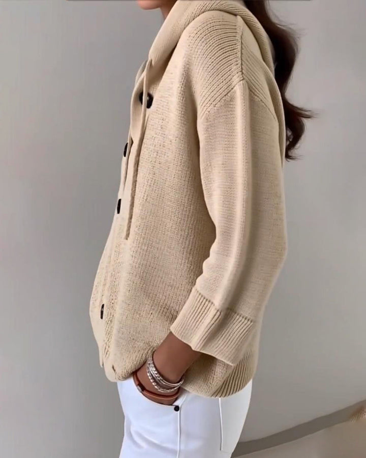 Cardigan à capuche et simple boutonnage
