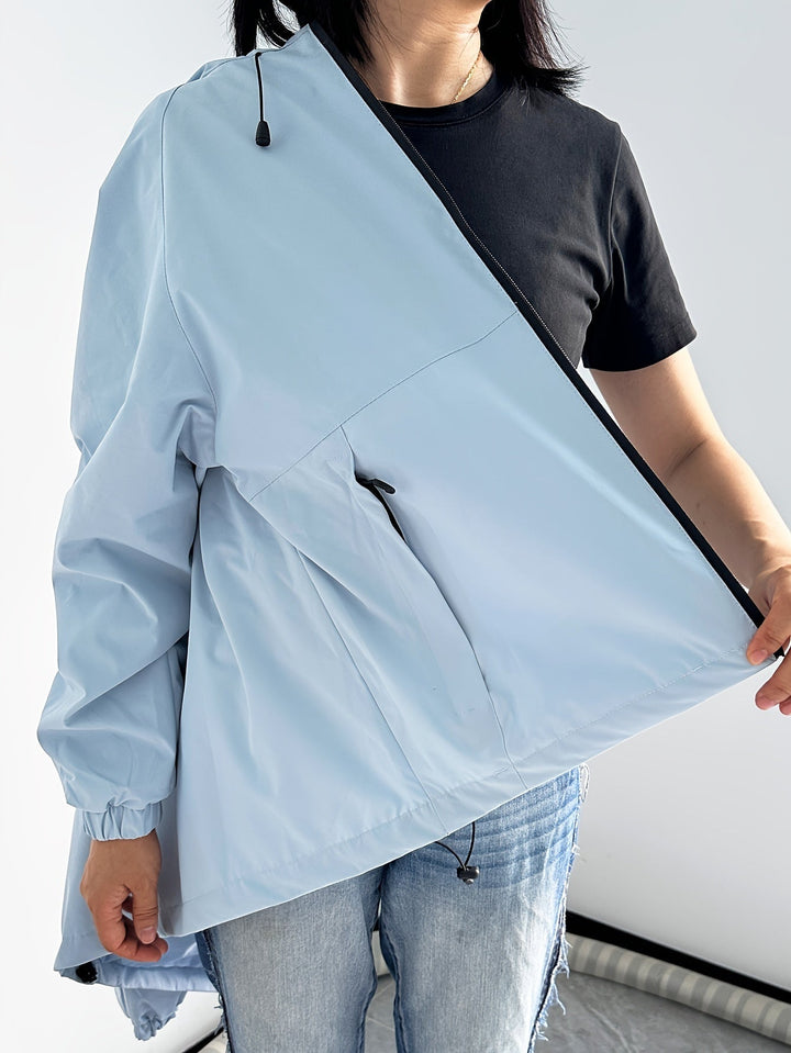Veste de pluie décontractée à capuche pour femme