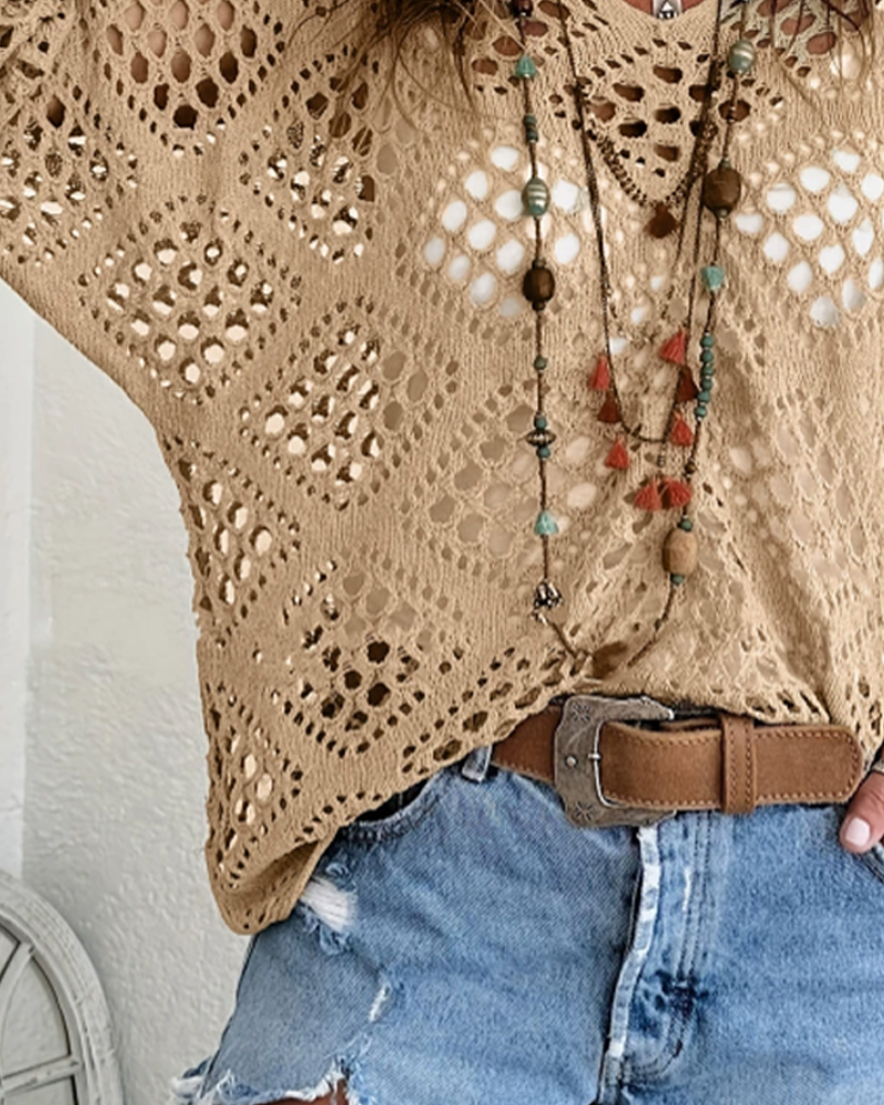 Top ample à motif diamant ouvert